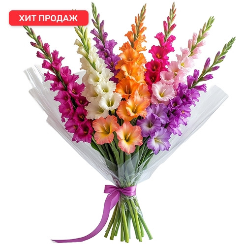 "Многоцветный вальс". Букет гладиолусов